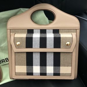 Authentic Burberry Mini Check Pocket Tote Bag